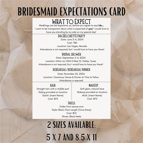 Bridesmaid Expectations Letter Template